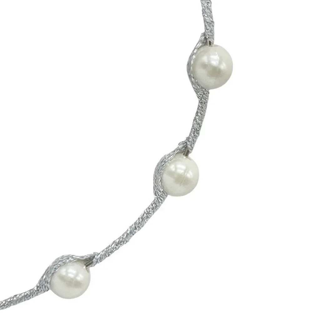 Thin Silver Faux Pearl Headband | Elegant Minimalist Hair Accessory